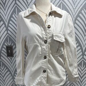 White Button-Up Shirt with Pocket